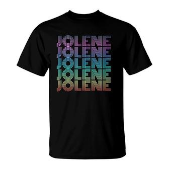 Jolene Retro Wordmark Pattern Vintage Style T-Shirt | Mazezy