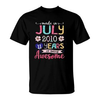 July Girls 2010 11Th Birthday 11 Years Old Made In 2010 Ver2 T-Shirt | Mazezy