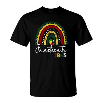 Juneteenth 1865 Black Woman African American Boho Rainbow T-Shirt | Mazezy