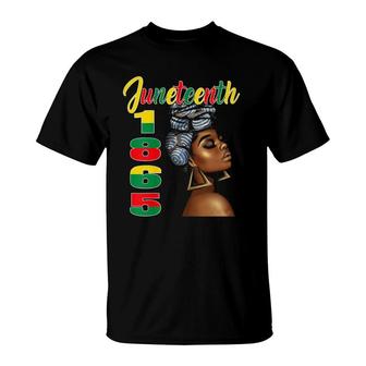 Juneteenth 1865 Independence Black Melanin Queen Afro T-Shirt | Mazezy