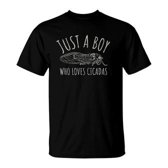 Just A Boy Who Loves Cicadas For Kids Who Love Bugs T-Shirt | Mazezy