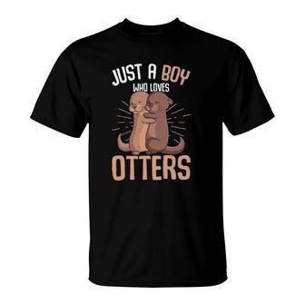 Just A Boy Who Loves Otters Boys Kids Otter T-Shirt | Mazezy