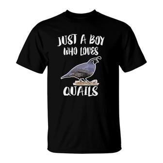 Just A Boy Who Loves Quails Bird Animal Gift T-Shirt | Mazezy