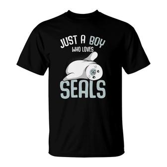 Just A Boy Who Loves Seals Sea Lion Boys Kids T-Shirt | Mazezy