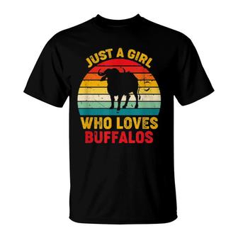 Just A Girl Who Loves Buffalos Retro Sunset Buffalos  T-Shirt