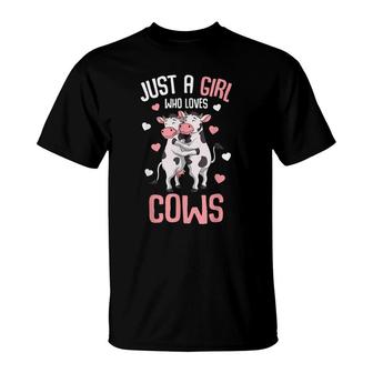 Just A Girl Who Loves Cows Farmers Cow Lover Kids Girls T-Shirt | Seseable UK