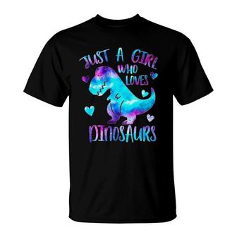 Just A Girl Who Loves Dinosaurs Galaxy Space Cute Teen Girls Pullover T-Shirt | Mazezy CA