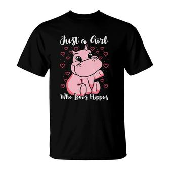 Just A Girl Who Loves Hippos Woman Cute T-Shirt | Mazezy