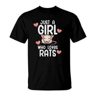 Just A Girl Who Loves Rats Rat Lover Girls Gift T-Shirt | Mazezy