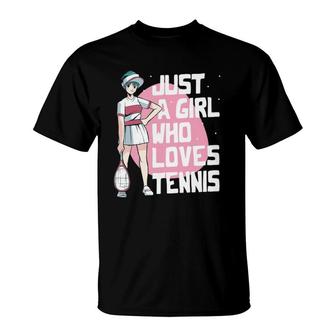 Just A Girl Who Loves Tennis Women Girls Funny Tennis T-Shirt | Mazezy