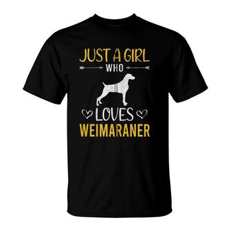 Just A Girl Who Loves Weimaraner Dog Lover Zip T-Shirt | Mazezy CA
