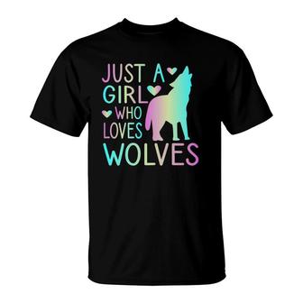 Just A Girl Who Loves Wolves Watercolor Style Teen Girl T-Shirt | Mazezy AU