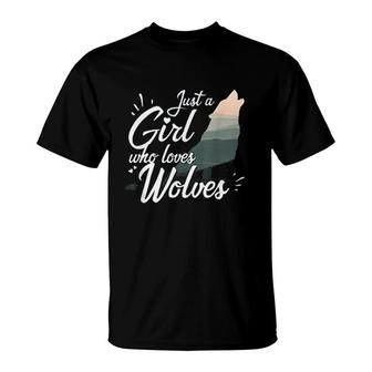 Just A Girl Who Loves Wolves Wolf T-Shirt | Mazezy