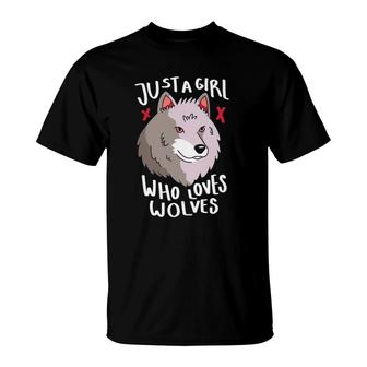 Just A Girl Who Loves Wolves Youth Werewolf Full T-Shirt