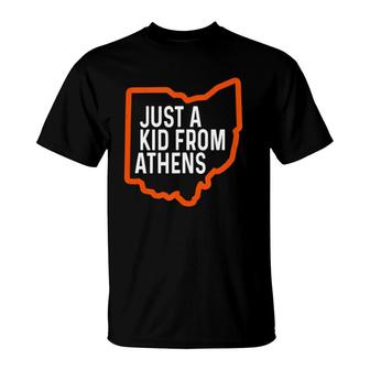Just A Kid From Athens Ohio Cincinnati Burr Oh Orange Black T-Shirt | Mazezy