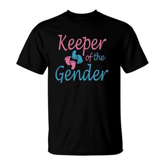 Keeper Of The Gender Reveal White - Baby Announcement Idea T-Shirt | Mazezy