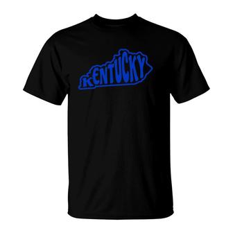 Kentucky Outline In Blue Commonwealth Of Kentucky T-Shirt | Mazezy