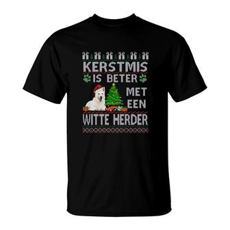 Kerstmis Is Beter Met Een Witte Herder T-Shirt | Mazezy