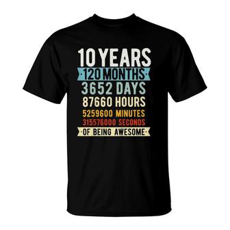 Kids 10Th Birthday 10 Years Old Vintage Retro 120 Months T-Shirt | Mazezy