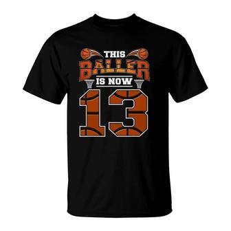 Kids 13 Years Old Birthday Boy Basketball 13 Years Old T-Shirt | Mazezy