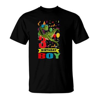 Kids 3 Years Old Boys Gift Dinosaur 3Rd Birthday Boy Gift T-Shirt | Mazezy