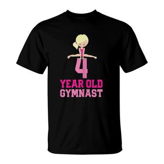 Kids 4 Years Old Gymnast Girls Gymnastics Birthday T-Shirt | Mazezy