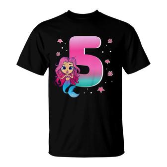 Kids 5Th Birthday Girl Mermaid Im 5 Years Old T-Shirt - Seseable