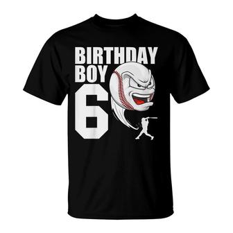 Kids 6 Year Old Baseball Birthday Party Theme 6Th Gift For Boy T-Shirt - Seseable