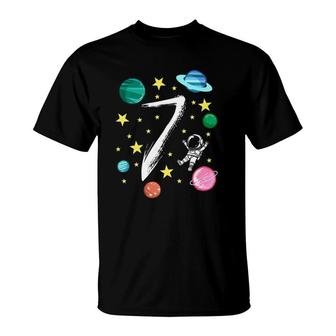 Kids 7 Birthday Space Spaceman 7 Years Old Astronaut Gift T-Shirt | Mazezy