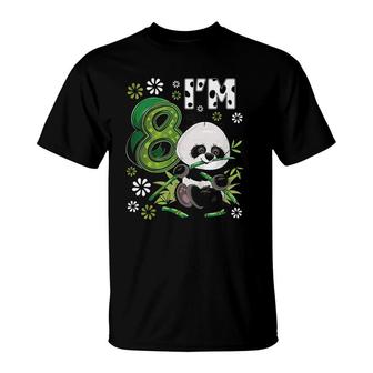 Kids 8 Years Old Panda 8Th Birthday Party Animal Panda Lover T-Shirt | Mazezy
