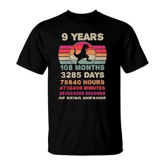 Kids 9 Year Old Dinosaur Birthday Ninth 9Th Birthday Boy Girl T-Shirt | Mazezy