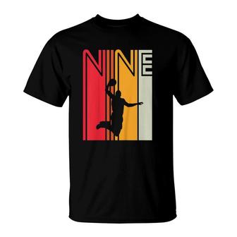 Kids 9Th Birthday Basketball Lover 9 Years Old Retro T-Shirt | Mazezy
