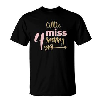 Kids Birthday Girl Tee For Toddler N Kids Little Miss Sassy 4Th Birthday T-Shirt | Mazezy