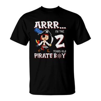 Kids Birthday Pirate Boy 2 Years Old Little Pirate 2Th Birthday T-Shirt | Mazezy
