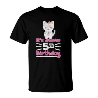 Kids Cute Kitten Kitty Cat 5Th Birthday Girl Kid 5 Years T-Shirt | Mazezy