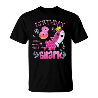 Kids Cute Shark 8Th Birthday Baby Girl 8 Years Old T-Shirt | Mazezy UK