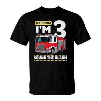 Kids Fire Truck 3 Year Old Firefighter 3Rd Birthday Boy Toddler T-Shirt - Seseable