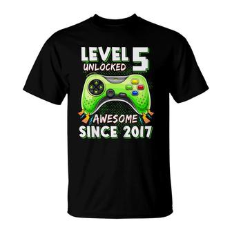Kids Five 5Yr Bday Kids Boys Funny Gamer 5Th 5 Years Old Birthday T-Shirt - Seseable