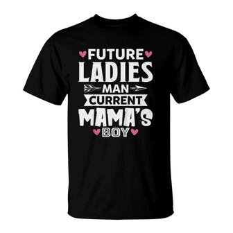 Kids Future Ladies Man Current Mama's Boy Funny Boy Saying T-Shirt | Mazezy