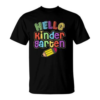 Kids Hello Kindergarten First Day Of Kindergarten Back To School T-Shirt | Mazezy
