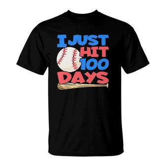 Kids I Just Hit 100 Days - 100 Days Of School Baseball T-Shirt | Mazezy