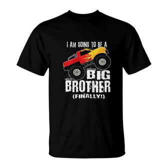 Kids Im Going To Be A Big Brother Monster Truck T-Shirt - Seseable