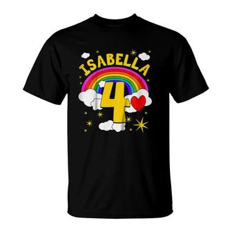 Kids Isabella 4Th Birthday Number Girls 4 Years Rainbow Tee T-Shirt | Mazezy