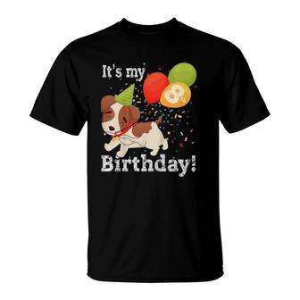 Kids It's My 8Th Birthday Dog Lover Theme 8 Years Old Puppy Party T-Shirt | Mazezy
