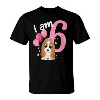 Kids Kids 6Th Birthday Girls Dog Girl Birthday 6 Years Old Puppy T-Shirt - Seseable