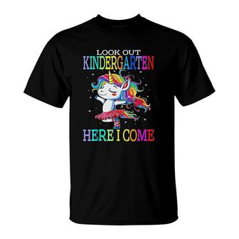 Kids Look Out Kindergarten Here I Come Cute Unicorn Ballerina T-Shirt | Mazezy DE