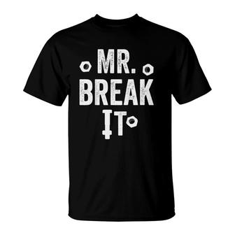 Kids Mr Break It Vintage Dad Son Matching Gift Fathers Day T-Shirt | Mazezy CA