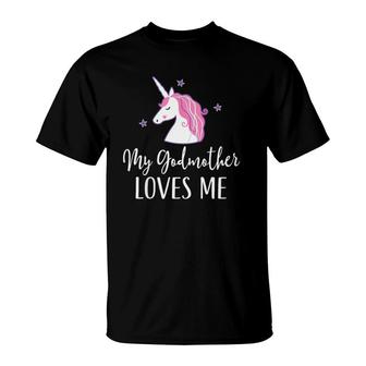 Kids My Godmother Loves Me Unicorn Goddaughter T-Shirt | Mazezy