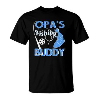 Kids Opa's Fishing Buddy Funny T-Shirt | Mazezy