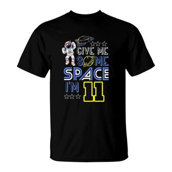 Kids Outer Space 11 Years Old 11Th Birthday Space Ship Planet Party T-Shirt | Mazezy